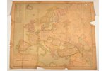 map, Europe, published by P. Mantnieks, Latvia, ~1940, 84 x 103 cm, torn on edges, stains...