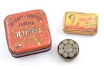 set of 3 candy boxes, "Olympia", "Laima", "Ķuze", Riga, metal, Latvia, the 30ties of 20th cent....