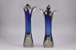 pair of vases, Līvāni Glass factory, Latvia, h 35.2 / 34.5 cm...