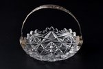 candy-bowl, silver, 875 standard, crystal, Ø 10.5 cm, h (with handle) 8.5 cm, the 20-30ties of 20th...