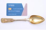 spoon, silver, 84 standard, 38.60 g, gilding, 17.6 cm, 1837, St. Petersburg, Russia...