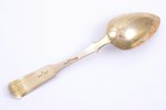 spoon, silver, 84 standard, 38.60 g, gilding, 17.6 cm, 1837, St. Petersburg, Russia...