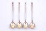 set of 4 coffee spoons, silver, 84 standart, niello enamel, 1883, total weight of items 45.80g, work...