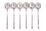 set of 6 teaspoons, silver, 84 standard, total weight of items 88.40, niello enamel, 13.3 cm, worksh...