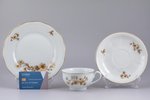 tea trio, porcelain, M.S. Kuznetsov manufactory, Riga (Latvia), 1937-1940, h (cup) 5.6 cm, Ø (saucer...