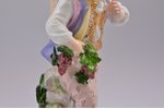 figurine, Boy with grapes, porcelain, Germany, Meissen, the 19th cent., h 9.9 cm, RESTORATION of lef...