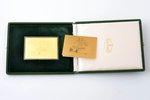 reproduction of a painting by Dali "L'addio" in the form of a gold bar on a silver base, number 295/...