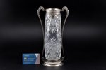 a vase, silver, 84 standard, crystal, h 29.3 cm, 1908-1917, Moscow, Russia...