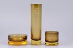set of 3 items: vase, glass, ash tray,  "Latvijas stikls" factory, Latvia, Ø (ashtray) 8.5 cm, h (va...