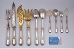 flatware set of 10 items, silver/metal, 950, 800 standart, France, 16.2 - 31.5 cm, in a box...
