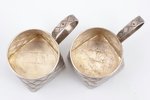 pair of tea glass-holders, silver, "Bast", 84 standard, total weight of items 215.40, h (with handle...