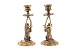 pair of candle-holders, "Dogs", bronze, h 16.8 cm, weight total weight of items 810.35 g., Russia...