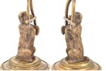 pair of candle-holders, "Dogs", bronze, h 16.8 cm, weight total weight of items 810.35 g., Russia...