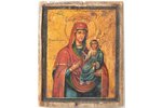 икона Божией Матери "Афонская", живопиcь, золочение, камень, Российская империя, 11.2 x 9 x 1.3 см...
