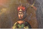 икона, Святой Благоверный князь Александр Невский, доска, серебро, живопиcь, 84 проба, Российская им...