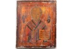 ikona, Svētais Nikolajs Brīnumdarītājs, dēlis, sudrabs, gleznojums, zeltījums, 84 prove, Krievijas i...