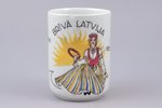 glāze, "Brīvā Latvija 1918-1933", porcelāns, M.S. Kuzņecova rūpnīca, Rīga (Latvija), 1933 g., h 8.7...