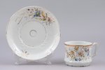 tējas pāris, "Par piemiņu", porcelāns, I. E. Kuzņecova fabrika pie Volhovas, Krievijas impērija, 19....