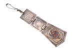 watch fob, silver plate, enamel, Latvia, 20-30ies of 20th cent., 117 x 31 mm...
