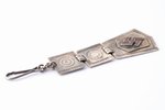 watch fob, silver plate, enamel, Latvia, 20-30ies of 20th cent., 117 x 31 mm...