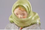 figurine, Girl in headscarf with dog, porcelain, Riga (Latvia), Riga Ceramics Factory, molder - Augu...