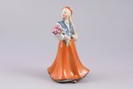 figurine, Girl in traditional costume with flowers, porcelain, Riga (Latvia), USSR, Riga porcelain f...