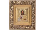 icon, Jesus Christ Pantocrator, board, silver, painting, guilding, 84 standart, factory of Emelyan A...