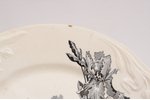 decorative plate, "Irises", Art Nouveau, faience, M.S. Kuznetsov manufactory, Riga (Latvia), the 20-...