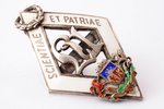 student's badge, University of Latvia, silver, enamel, Latvia, the 30ies of 20th cent., 44 x 27.5 mm...