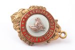 badge, Latvian Equestrian Society, Milda Brehmane - Štengele, silver, guilding, enamel, Latvia, 20-3...