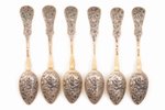 set of 6 teaspoons, silver, 84 standard, total weight of items 137.55, niello enamel, 13.6 cm, by St...