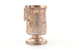 charka (little glass), silver, 84 standard, 41.75 g, engraving, h 7 cm, by Ilya Shchetinin, 1896, Mo...