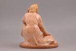 figurine, Woman with chicken, ceramics, Lithuania, USSR, Kaunas industrial complex "Daile", the 60ie...