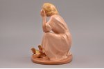 figurine, Woman with chicken, ceramics, Lithuania, USSR, Kaunas industrial complex "Daile", the 60ie...