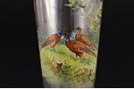 glass, "Pheasants", painting by hand, the border of the 19th and the 20th centuries, h 18.5 cm...