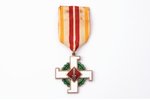 The Cross of Merit of Aizsargi with photo, silver, enamel, 875 standart, Latvia, 20-30ies of 20th ce...
