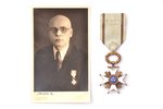 the Order of Three Stars with photo, 5th class, silver, enamel, 875 standart, Latvia, 20ies of 20th...
