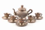 service: teapot and 5 tea pairs, silver, 875 standart, total weight of items 637.40 g, Vietnam, h (t...