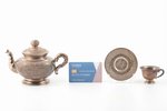 сервиз: чайник и 5 чайных пар, серебро, 875 проба, общий вес изделий 637.40 г, Вьетнам, h (чайник) 1...