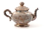 сервиз: чайник и 5 чайных пар, серебро, 875 проба, общий вес изделий 637.40 г, Вьетнам, h (чайник) 1...