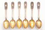 set of 6 soup spoons, silver, 875 standard, total weight of items 442.10, niello enamel, gilding, 20...
