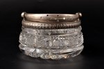 sugar-bowl, silver, 875 standard, crystal, Ø 10.7 cm, h (with handle) 11.2 cm, the 20ties of 20th ce...