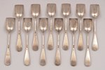 set of 12 dessert spoons, silver, 84 standard, total weight of items 395.50, 13.5 cm, Alexeyev Ivan,...
