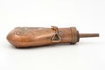 powder flask, 20 x 8.4 x 3.7 cm, brass, USA, the 2nd half of the 19th cent., Colt Navy type...