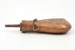 powder flask, 20 x 8.4 x 3.7 cm, brass, USA, the 2nd half of the 19th cent., Colt Navy type...