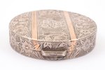 powder-box, silver, 900 standard, 46.15 g, engraving, gilding, Ø 6.4 cm, Austria...