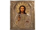 icon, Jesus Christ Pantocrator, board, painting, brass, Russia, 30.7 x 26.5 x 2.3 cm...