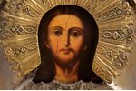icon, Jesus Christ Pantocrator, board, painting, brass, Russia, 30.7 x 26.5 x 2.3 cm...