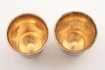 pair of beakers, silver, 84 standart, engraving, gilding, 1850, total weight of items 67.85g, by Los...