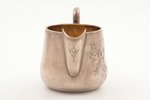 cream jug, silver, 84 standard, 192.05 g, engraving, gilding, h (with handle) 9.4 cm, P. Milyukov wo...